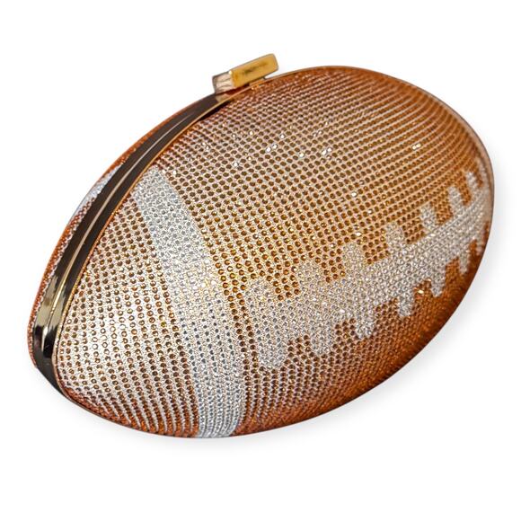 Football Clutch Purse with Rhinestone Bling Ball - Picture 6 of 7